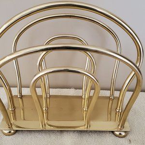 Quality Polished Gold Brass Magazine Rack - Excellent Cond.